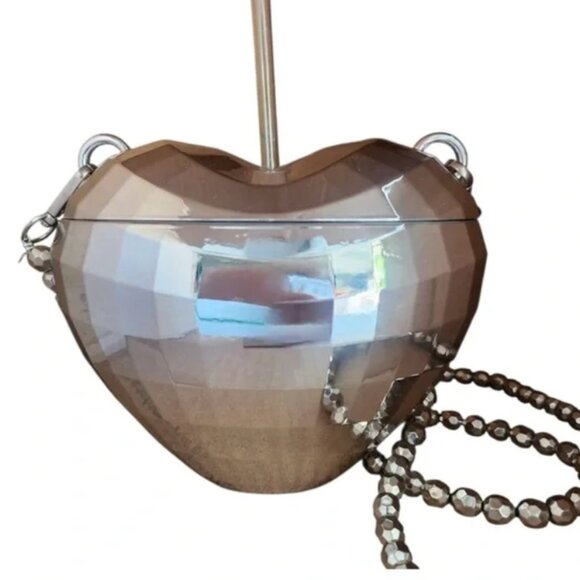 Disco Heart Crossbody Bag Hidden Drink with Straw by Sheffield Home Club-NWT - Picture 2 of 7